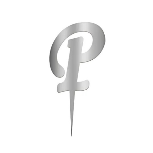 P Harfi Gümüş Pleksi Pasta Süsü 7 cm