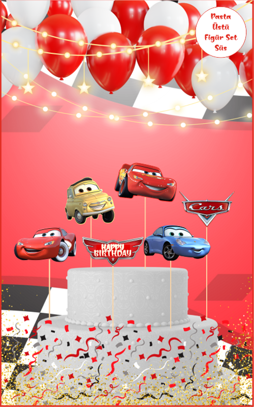 Cars Temalı Pasta Üstü Figür Set