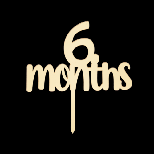 6 Months Altın Pleksi Pasta Süsü
