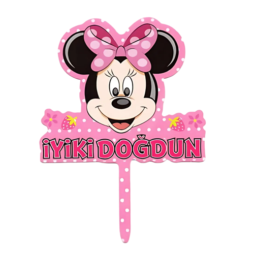 Mini Mouse Temalı Karton Pasta Süsü