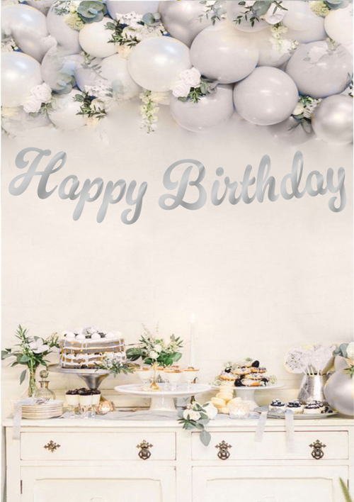 Happy Birthday Gümüş Kaligrafi Banner