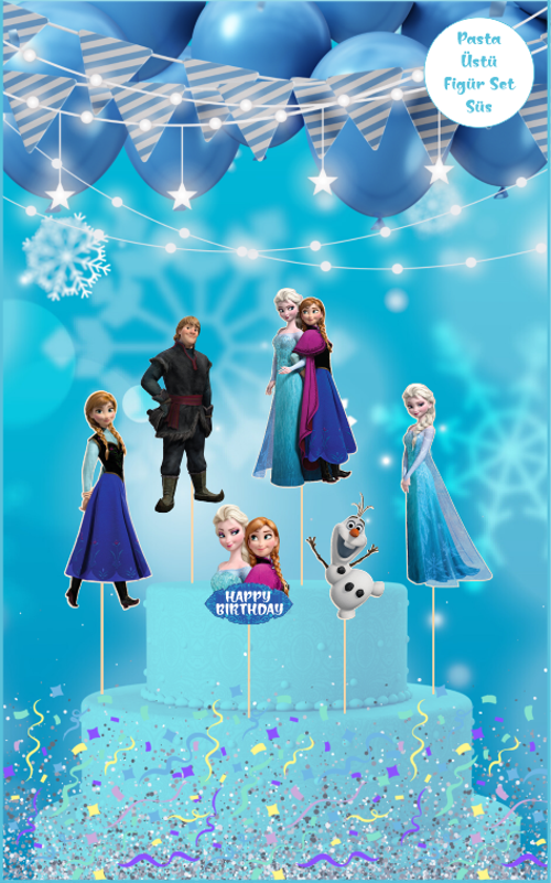 Frozen Temalı Pasta Üstü Figür Set