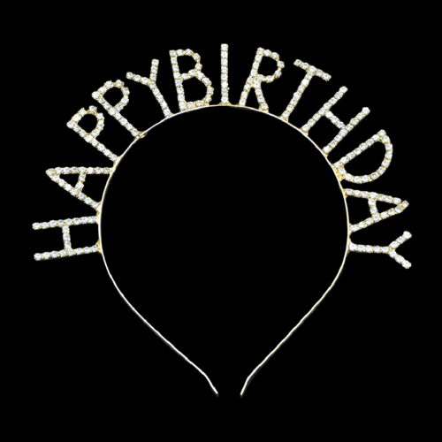 Happy Birthday Altın Renkli Taşlı Metal Taç