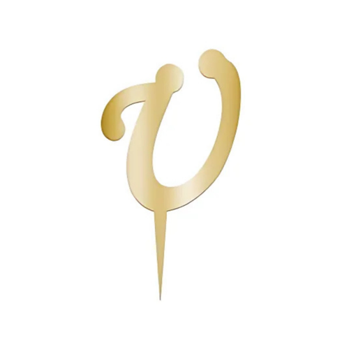 Ü Harfi Altın Pleksi Pasta Süsü 7 cm