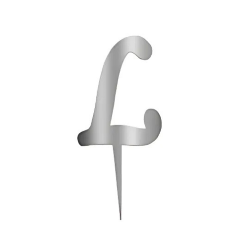L Harfi Gümüş Pleksi Pasta Süsü 7 cm