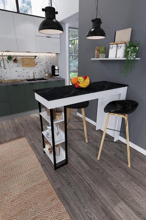 Amsterdam 3 Raflı Yüksek Bar Masası Mutfak Yemek Masası