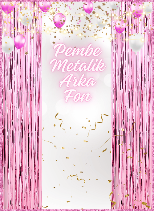 Pembe Metalize Püskül Arka Fon 100*200 cm
