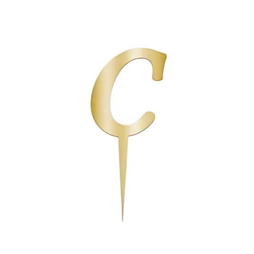 C Harfi Altın Pleksi Pasta Süsü 7 cm