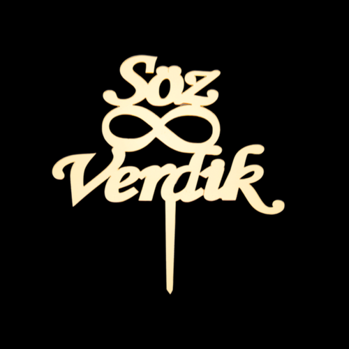 Söz Verdik Altın Pleksi Pasta Süsü