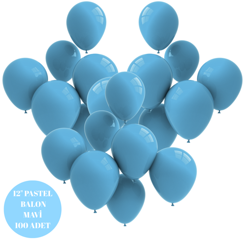 Mavi Pastel Balon 100 Adet 12 inç