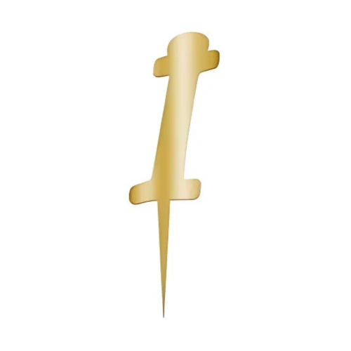 İ Harfi Altın Pleksi Pasta Süsü 7 cm