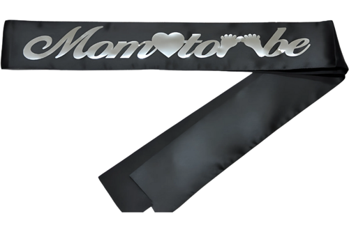 Mom to Be Kuşak Siyah Üzeri Gümüş