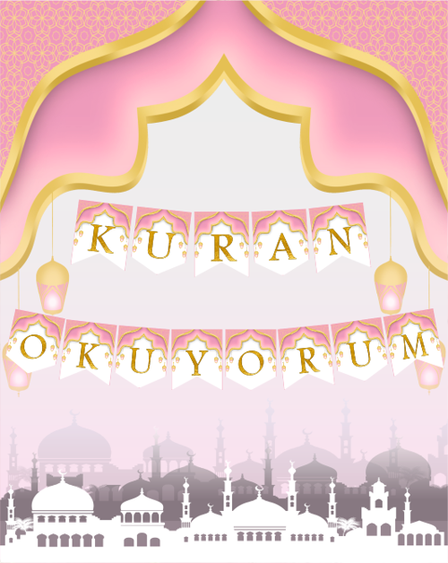 Kuran Okuyorum Pembe Temalı Uzar Yazı Banner