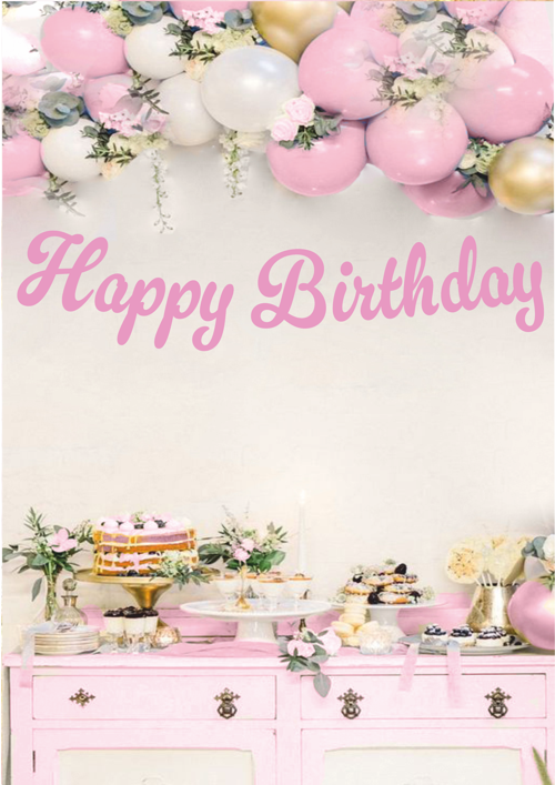 Happy Birthday Pembe Kaligrafi Banner