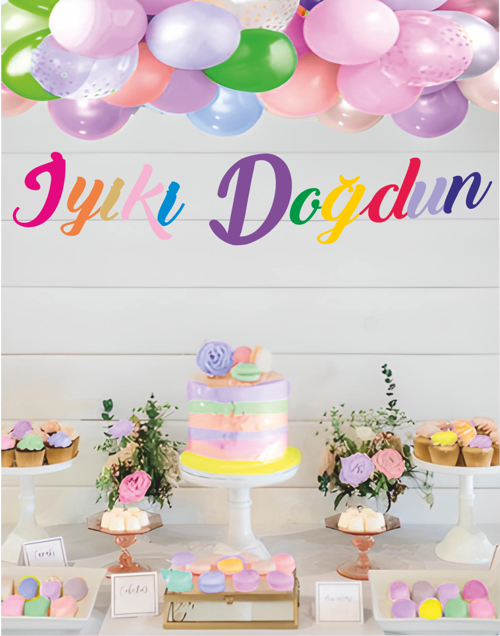 İyiki Doğdun Renkli Kaligrafi Banner