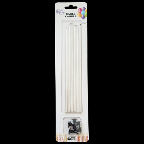 Sedef Metalik İnce Uzun Pasta Mum 20 cm * 6 Adet