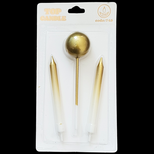 Altın Geçişli Toplu Çubuklu Pasta Mum 12 cm