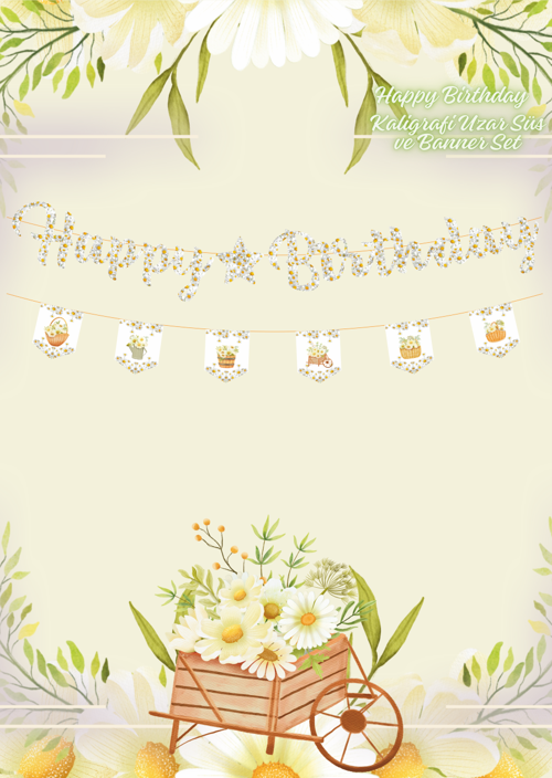 Papatya Happy Birthday Kaligrafi ve Banner Set