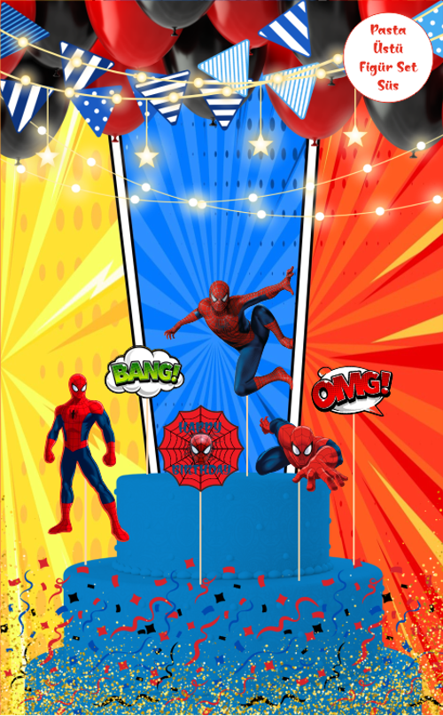 Örümcek Adam Temalı Pasta Üstü Figür Set