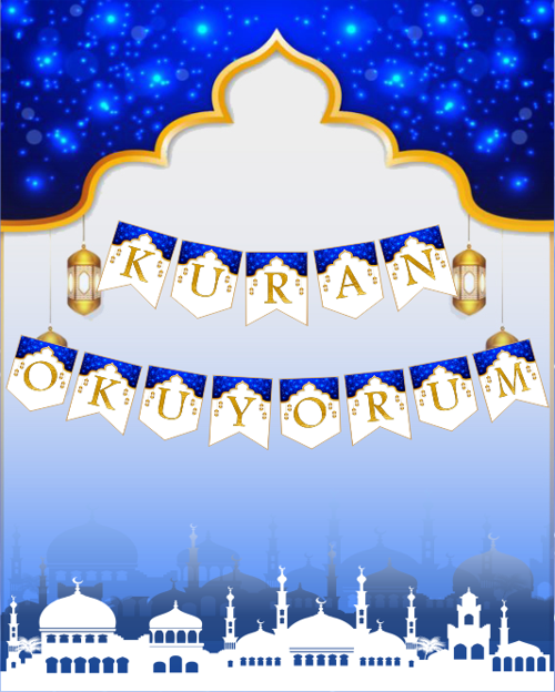 Kuran Okuyorum Mavi Temalı Uzar Yazı Banner