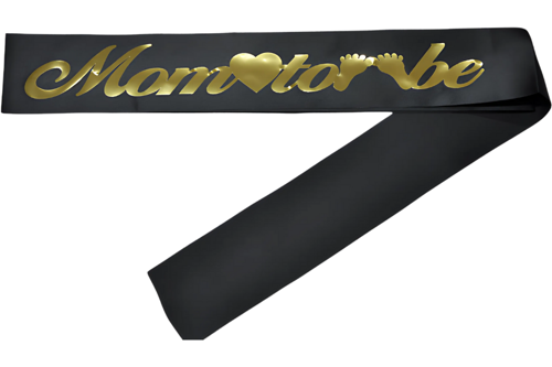 Mom to Be Kuşak Siyah Üzeri Altın