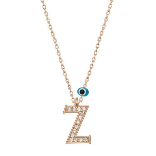 925 Ayar Gümüş Nazar Rose Z Harfi Kadın Gümüş Kolye