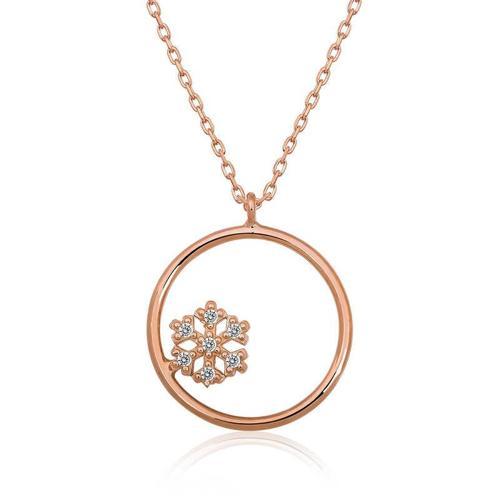 ​925 Ayar Gümüş Kar Tanesi Detaylı Halka Kadın Gümüş Kolye