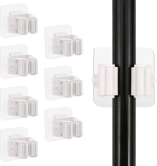 8 Adet Süpürge Tutucu Duvar Kendinden Yapışkanlı Duvar Delme Gerektirmez Tutucu (Beyaz)