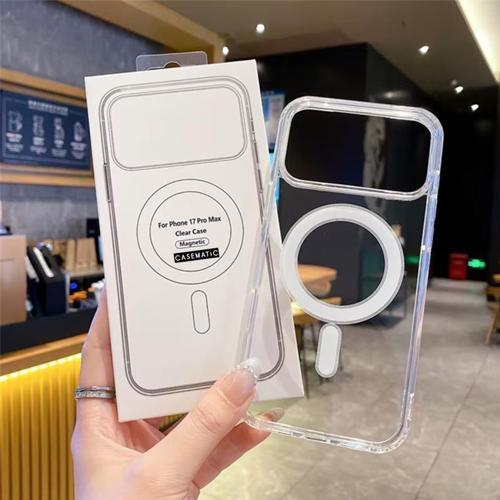 İphone 17Promax Uyumlu Kılıf Magsafe Wireless Kablosuz Şarj Destekli Sert Şeffaf Darbe Emici Kapak