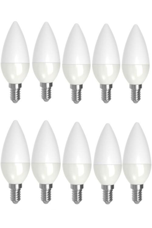 10 Adet 7W Beyaz Işık Led Mum Ampul Buji Ampul Avize Ampulü E14 Ince Duylu Ct 4079 6400 Kelvin