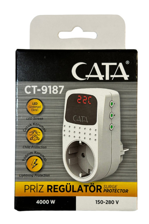 Ct-9187 4000W Akım Korumalı Led Göstergeli Priz