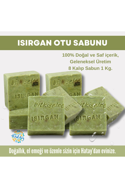 Saf Ve Doğal İçeriklerle Isırgan Otu Sabunu 950 Gr (8 Kalıp)