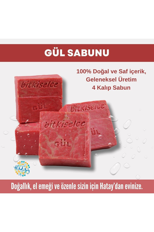 Saf Ve Doğal İçeriklerle Gül Sabunu 450 Gr (4 Kalıp)
