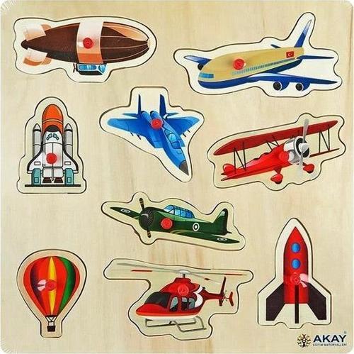 Ahşap Tutmalı Puzzle Hava Taşıtları Akay