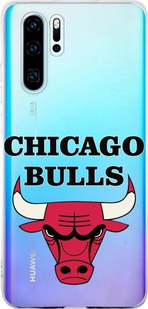 Huawei P30 Pro Uyumlu Kapak Chicago Bulls Tasarımlı Şeffaf Silikon Kılıf