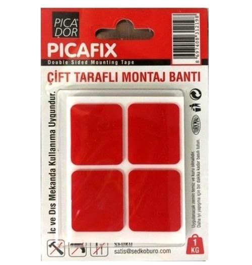 Picafix Çift Taraflı Montaj Bantıkare Kırmızı