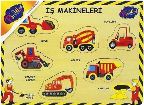 Ahşap Tutmalı Puzzle İş Makineleri 2 ONY195 Playwood