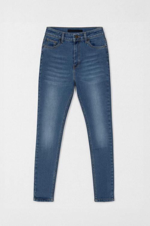 Kadın Yüksek Bel Skinny Fit Dar Paça Mavi Jean Pantolon