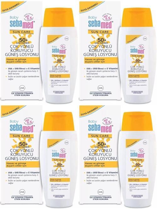 Sun Care Bebek Güneş Losyonu Kremi 50+ Faktör 150ML (Hassas Ciltler İçin) (4 Lü Set)