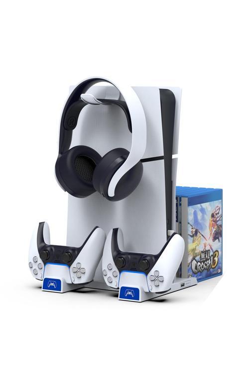 Ps5 Playstation 5 Uyumlu Slim Dikey Şarj Standı Vertical Charging Dock 5 In1 Vertical Stand