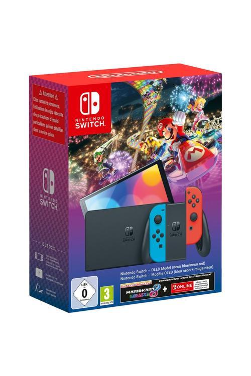 Switch Konsol Oled Mario Kart Bundle - Neon Blue/Neon Red Uyumlu