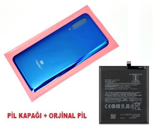 Xiaomi Mi 9 Arka Kapak Batarya Pil Kapağı + PİL (CAM) MAVİ