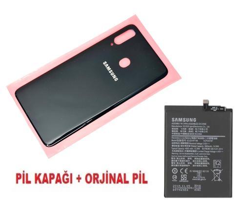 Samsung Galaxy A20S A207 Arka Pil Batarya Kapağı + PİL SİYAH