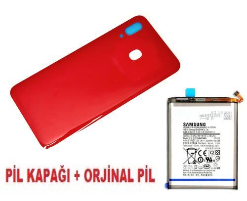 Samsung Galaxy A20 A205 Arka Pil Batarya Kapağı + PİL KIRMIZI