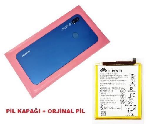 Huawei Uyumlu P20 Lite Arka Pil batarya Kapağı + PİL (CAM KAMERA LENSİ) MAVİ