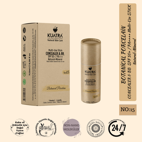 Botanical Porcelain Natural-Mineral Stick Concealer & BB | SPF 50+ PA++++ | Çok Amaçlı Nemlendirici, Leke Karşıtı, Vitamin C, Renkli Bakım