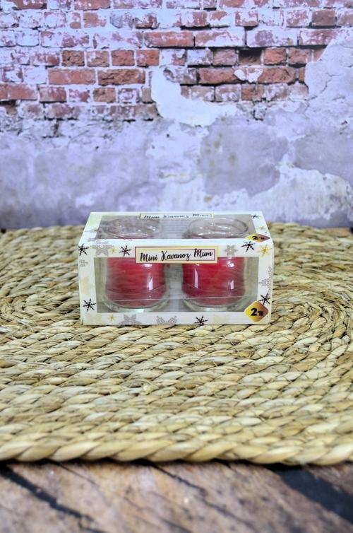 Küçük kavanoz mum 2 li 3 saat yanma süresi 95 gr Dekoratif Hediyelik Mum Asetatlı