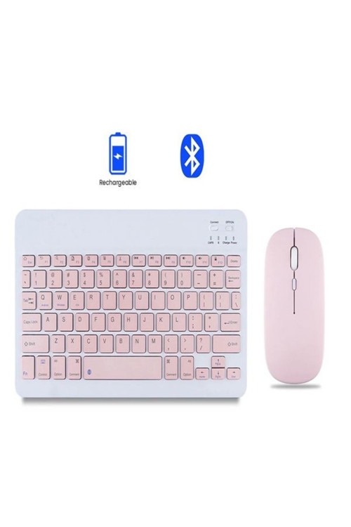 Bkb011 Mini 24X15Cm Kablosuz Bluetooth Klavye & Mouse Seti - Universal Uyumlu, Taşınabilir Ve Şarjlı