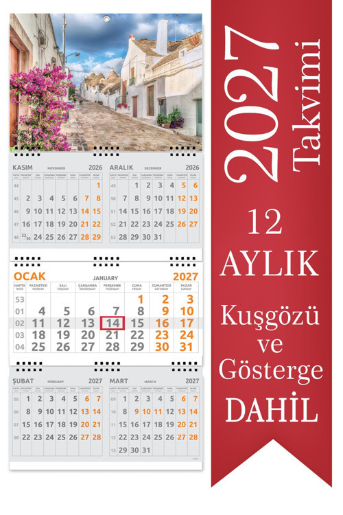 2027 5 Aylık Gemici Takvimi Denizci Duvar Takvimi 33x77,5 cm
