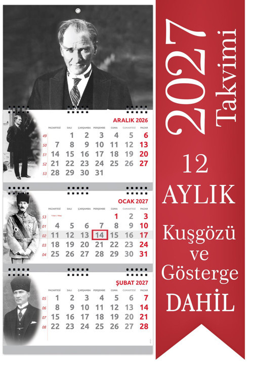 2027 Atatürk Gemici Takvimi Denizci Duvar Takvimi 33x77,5 cm